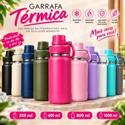 Garrafa Térmica Inox 304- 350ml 600ml 800ml 1L com Alça Mantém Quente e Frio até12 Horas
