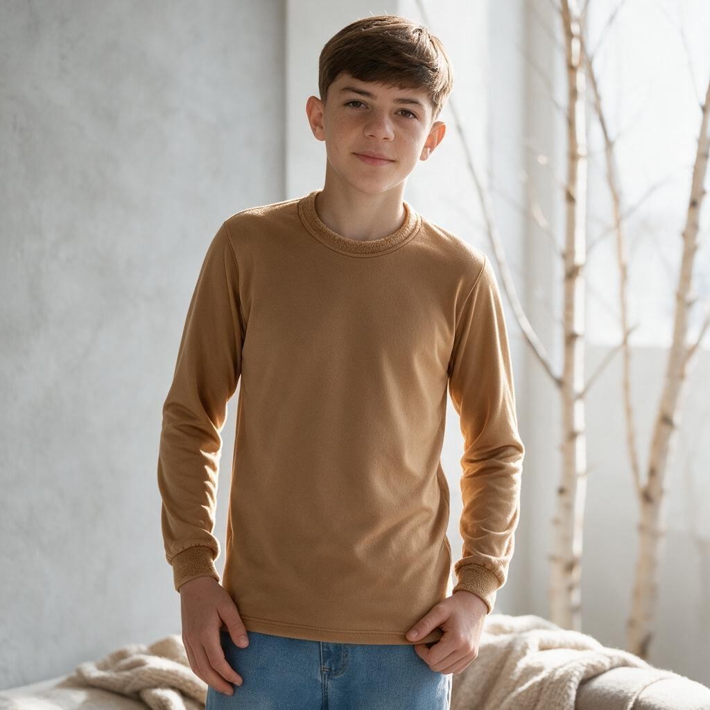Camiseta Juvenil Menino Térmica Segunda Pele Peluciado Proteção ao Frio Menina Blusa