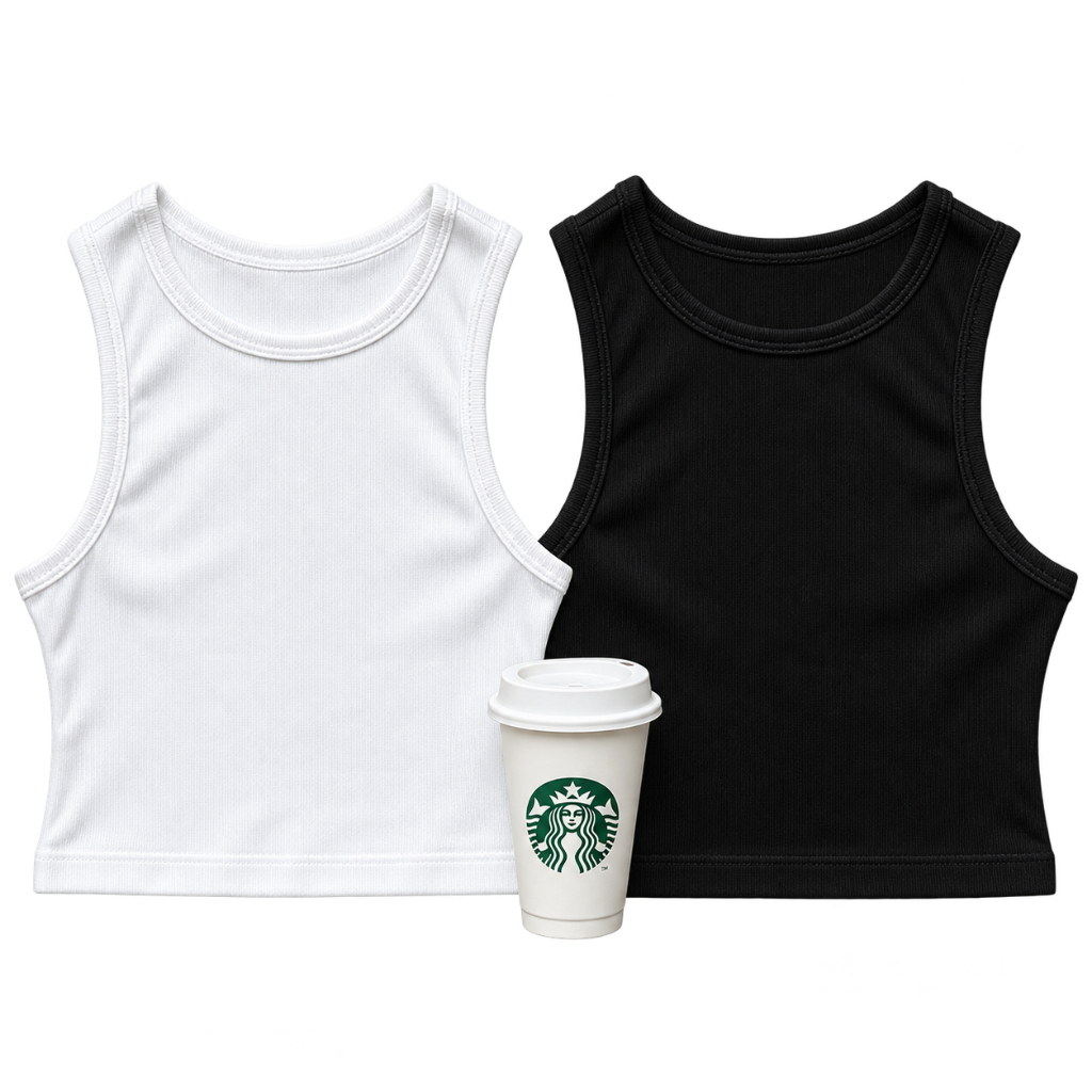 Kit 2 Cropped Regata Feminino Canelado Ribana Algodão Blusinha Básica Nadador Academia Opção de Cores