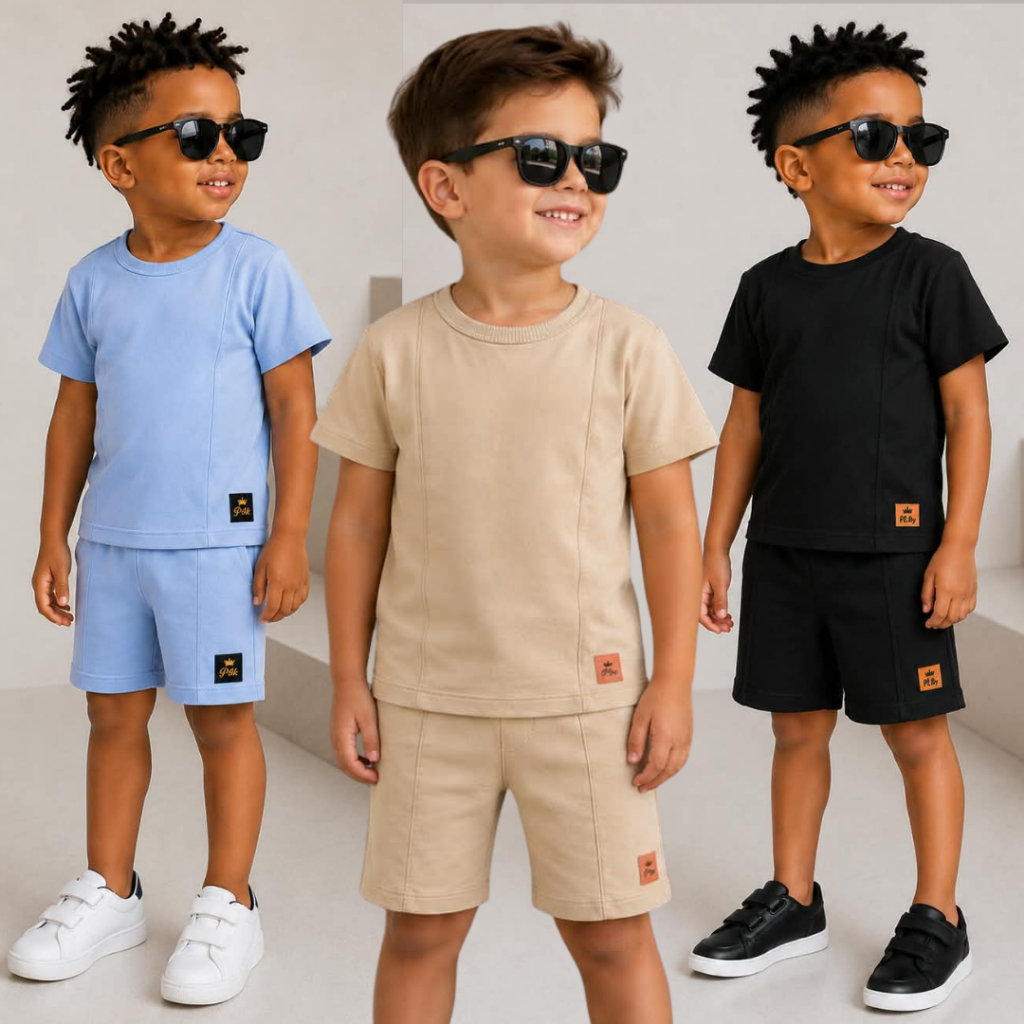 Conjunto Infantil Masculino 2 Peças Camisa e Short Moletinho Verão