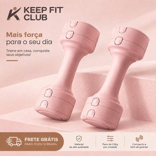 Par de Halteres Ajustáveis Rosa 1,5 Cada para Musculação e Treino em Casa