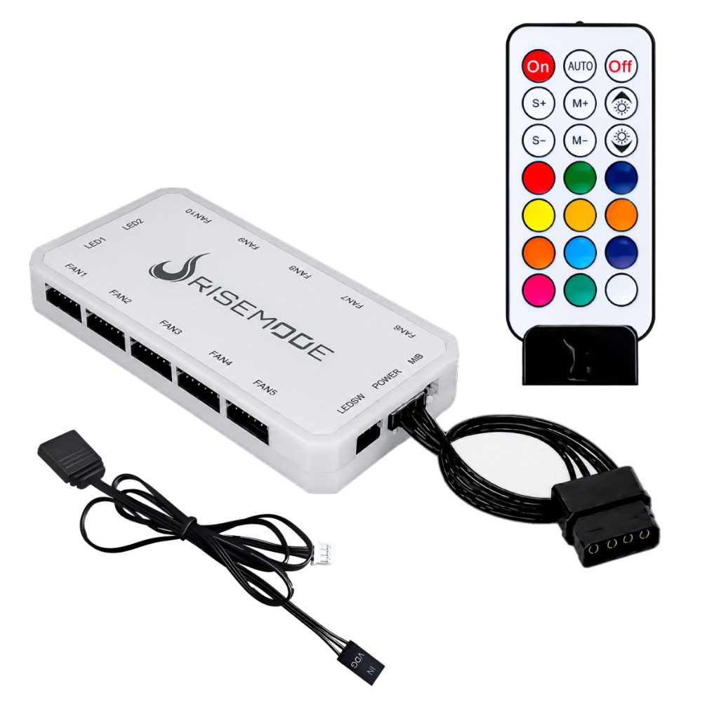 Controladora Hub Pc Gamer ARGB Branco 5v - 6 Pinos Do Kit Fan Rise Mode Aura Z White
