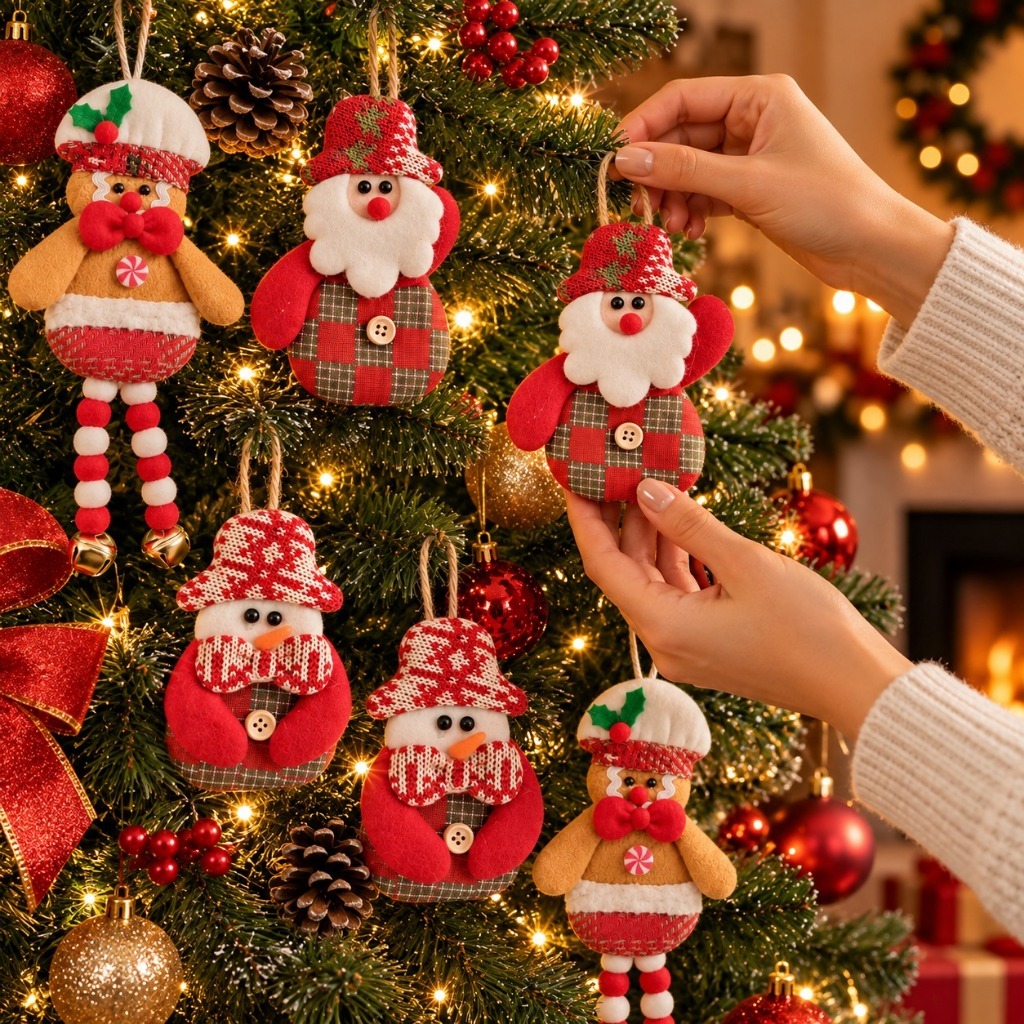 Kit 6 pendentes arvore natal enfeite decorativo luxo casa porta lareira
