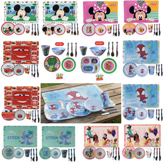 Jogo Infantil de Refeição Prato/Bowl/Copo/Lugar/Talheres - Personagens Disney 7 Peças - Produto Licenciado