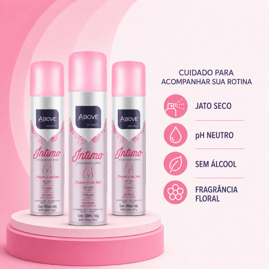 Desodorante Íntimo Spray Above 100ml - Frescor Prolongado, pH Neutro e Sem Álcool