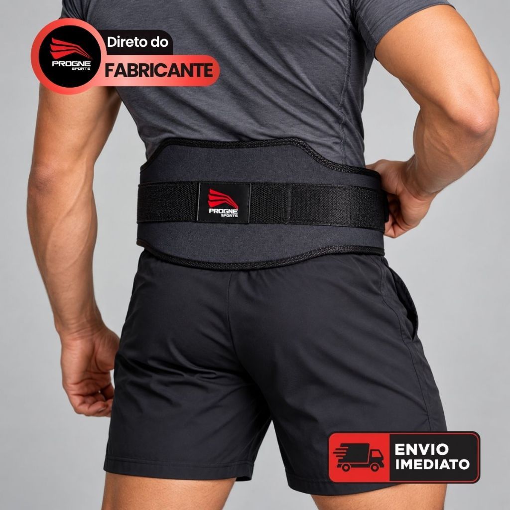 Cinto de Agachamento Lombar Nylon e Aço Progne Sports - Proteção Coluna e Carga - Treino Musculação CrossFit e LPO