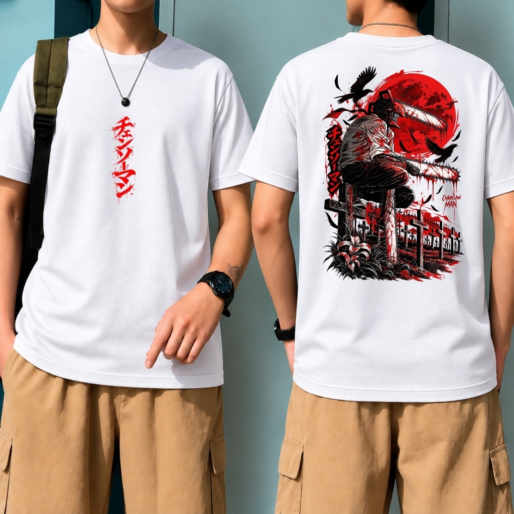 Camiseta Chainsaw Man Denji Personagem Anime Estampada Otaku Geek 100% Algodão Unissex Plus Size