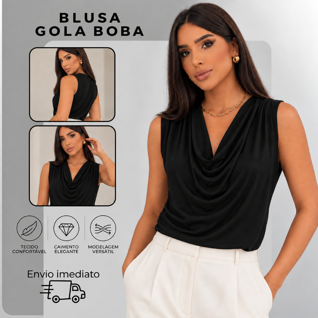 Blusa Feminina Gola Boba Multiformas De Poliamida Premium Para Festas Várias Cores Lançamento P|G