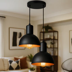 Lustre Pendente Luminária Moderna Joana Dupla De Teto Para Quarto Sala Cozinha casa e Apartamento Mesa de Jantar