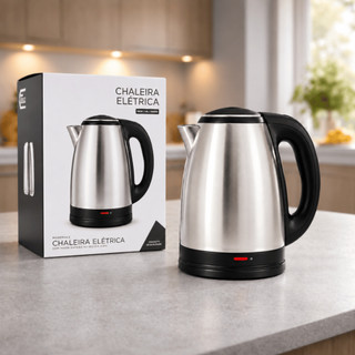 Chaleira Eletrica Bule 1,8 Litros INOX 110v 1000w 220v 1500w Cozinha Aquecedor de Agua Utilidade