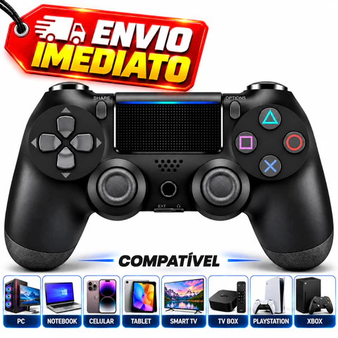 Controle Sem Fio Manete Gamepad Joystick Compativel Ps4 Pc Gamer Notebook Tv Smart Celular Bluetooth