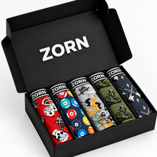 Kit 05 Cuecas Boxer Box Masculinas Estampadas ZORN na Caixa