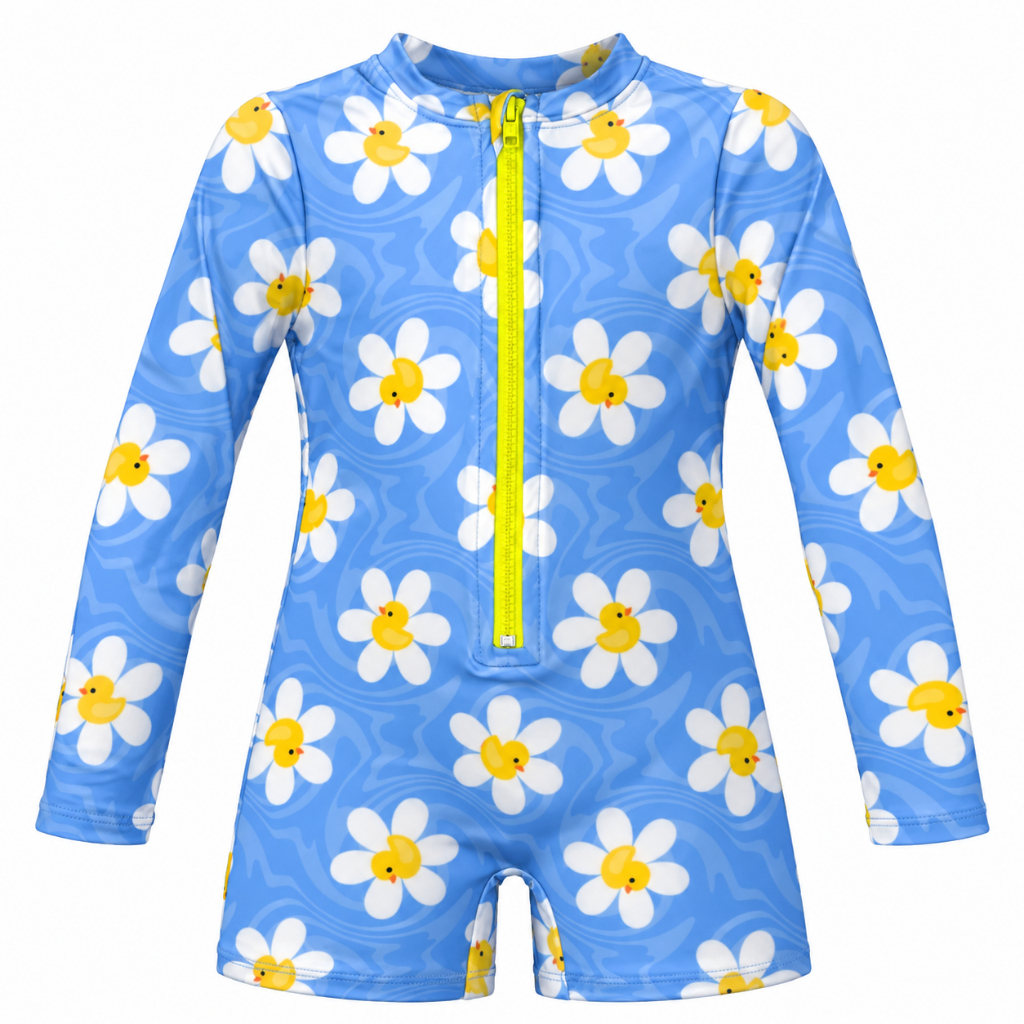 Macaquinho Infantil Feminino Proteção UV 50+ Estampado com Zíper