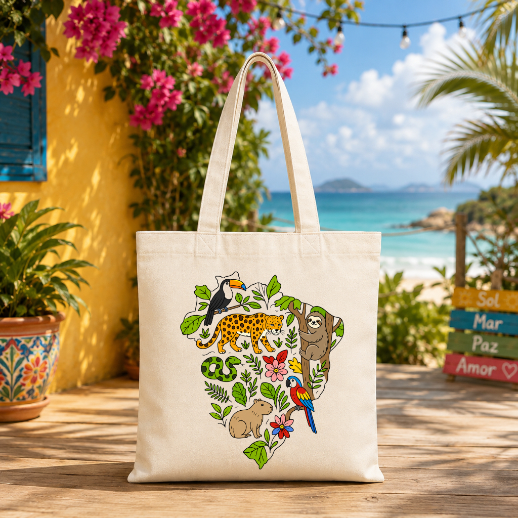Ecobag Estampada Frase Divertida Bolsa Algodão Cru para Passeios