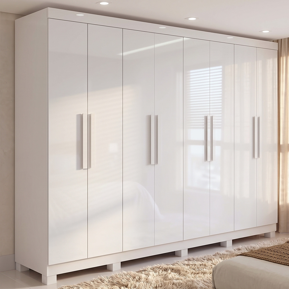 Imagem Guarda-roupa Casal Easy Slim 8 Portas Com Pés Branco