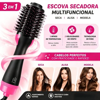 110V/220V Escova Secadora Alisador Elétrica Quente Cabelo Com 4 Em1 secar cabelo profissi…
