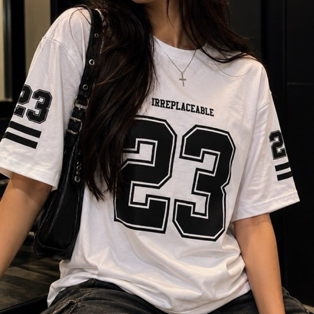 Camiseta Feminina Oversized Streetwear Esportiva 23 Urbana Algodão