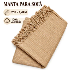 Manta Para Sofá 2,10x1,20m 100% Algodão com Franjas Decorativa Macia Protetora para Sala