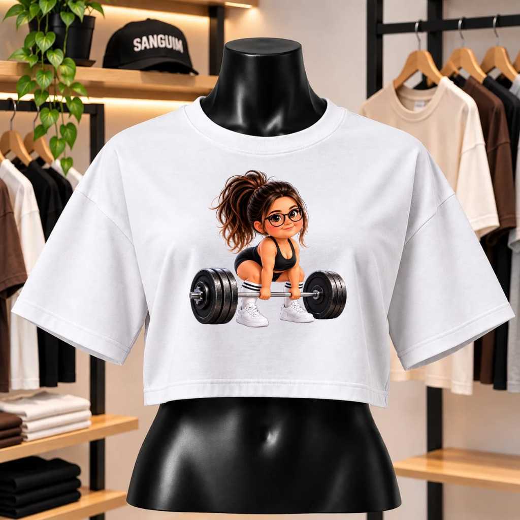CAMISETA FEMININA ACADEMIA TERRA CROPPED OVERSIZED 100% ALGODÃO – ESTAMPAS FITNESS, ACADEMIA E GYM
