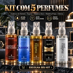 Kit 5 Bodysplash Masculinos Famosos Perfumes Arabes Spray 60ml