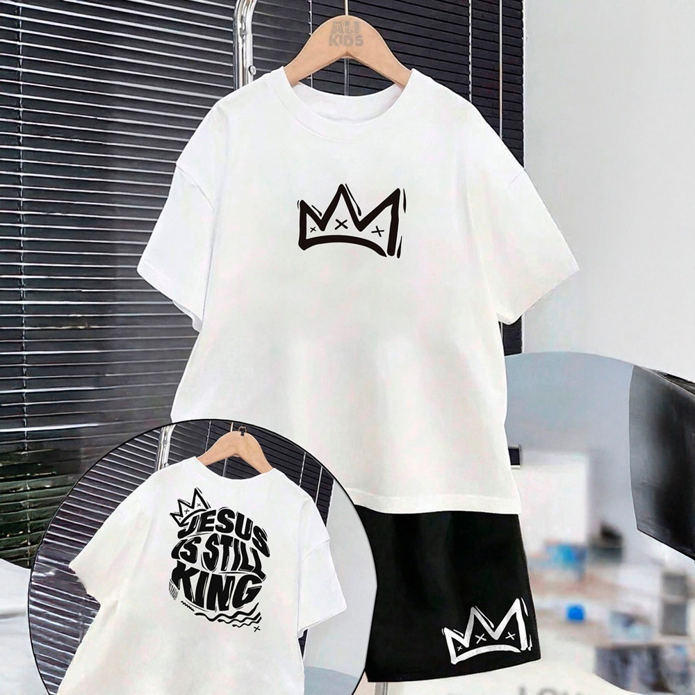 Conjunto Infantil e Juvenil Gospel Camiseta e Shorts Menino e Menina 4 ao 16 100% Algodão