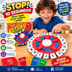Jogo Stop Infantil Educativo de Palavras, Brinquedo de Raciocínio Rápido para Crianças e Família