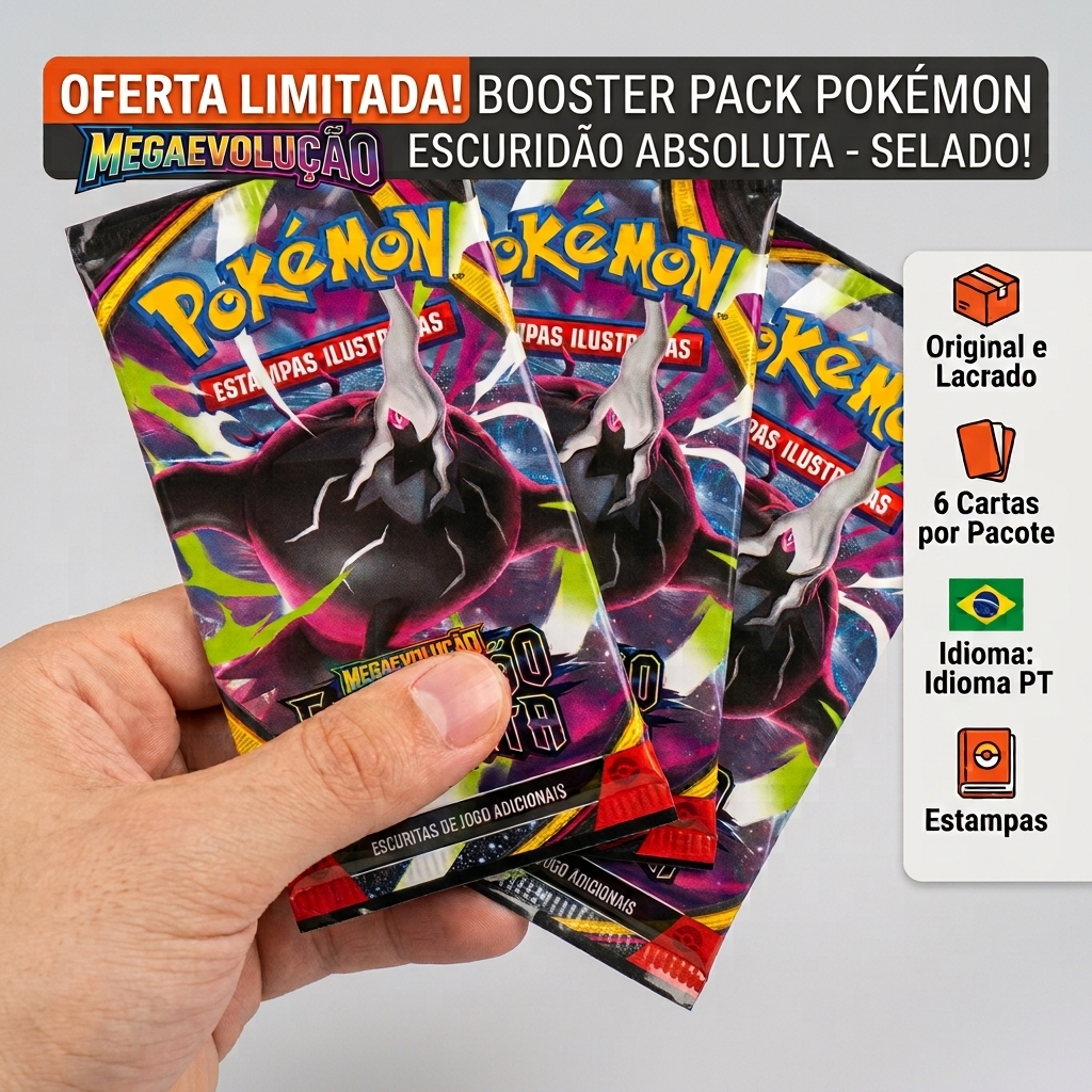 Booster Pokémon Escuridão Absoluta Cartas Pokemon TCG Original - Pacote com Seis Cartas