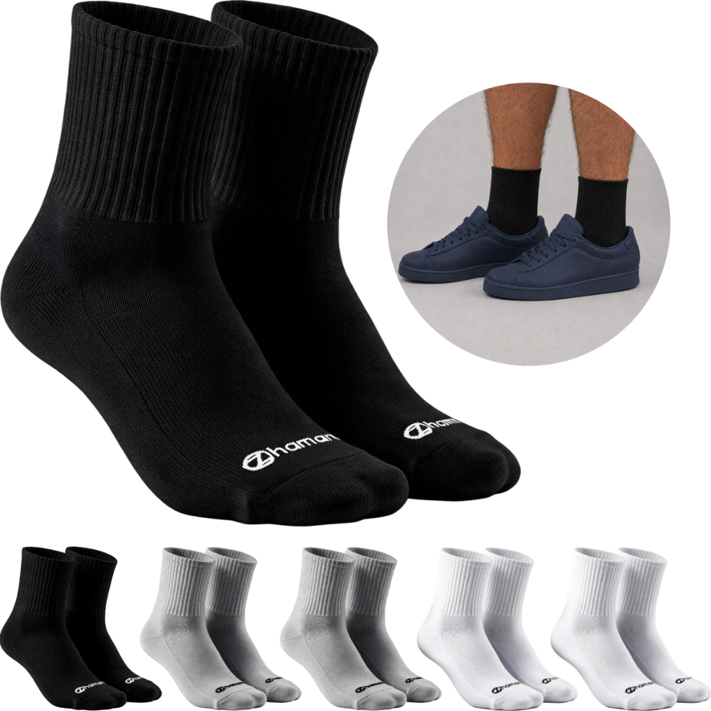 Kit 6 Pares Meias Zhamaro Algodão Cano Médio Alto Masculina Feminina Premium Grossa Atoalhada Macia