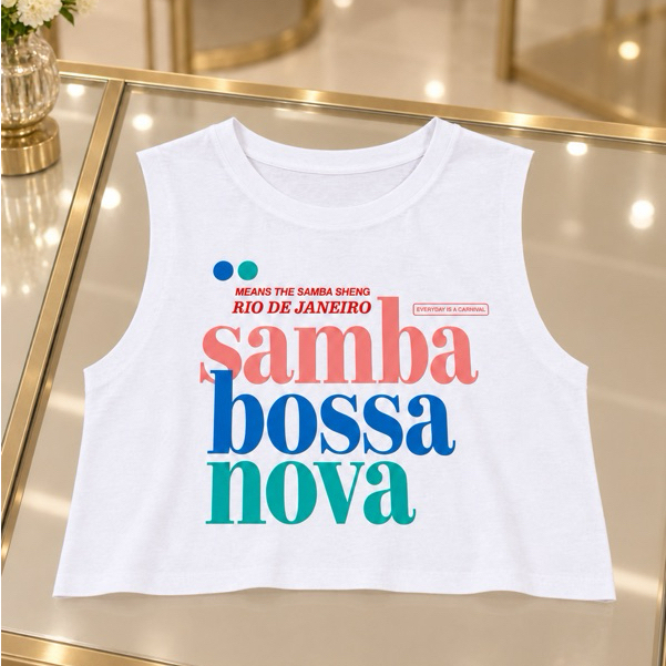 Blusa Regata Feminina Cropped Max Oversized 100% Algodão l Estilosa Tendência Verão 2026 | Corte a Laser Sem Costura