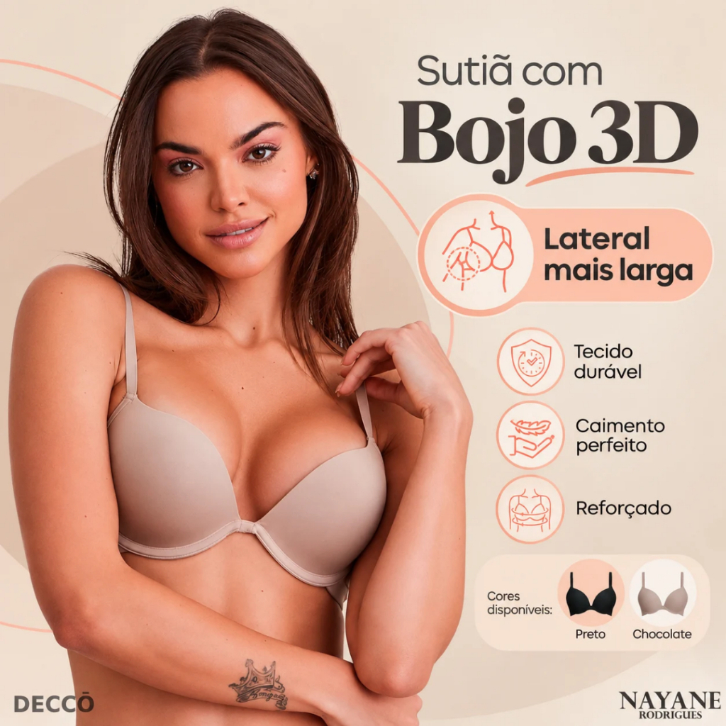 Sutia Sutien Push Up Com Efeito Magico Aumenta Modela e Junta os Seios Com Bojo Bolha 3D
