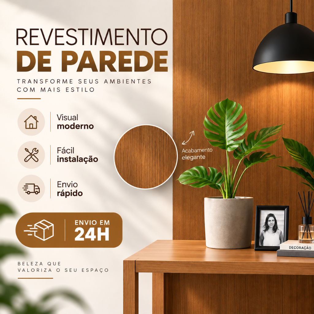 Revestimento Ripado MDF Autocolante 3mm – Placas 45x11cm | Sem Obra e Decoração Moderna