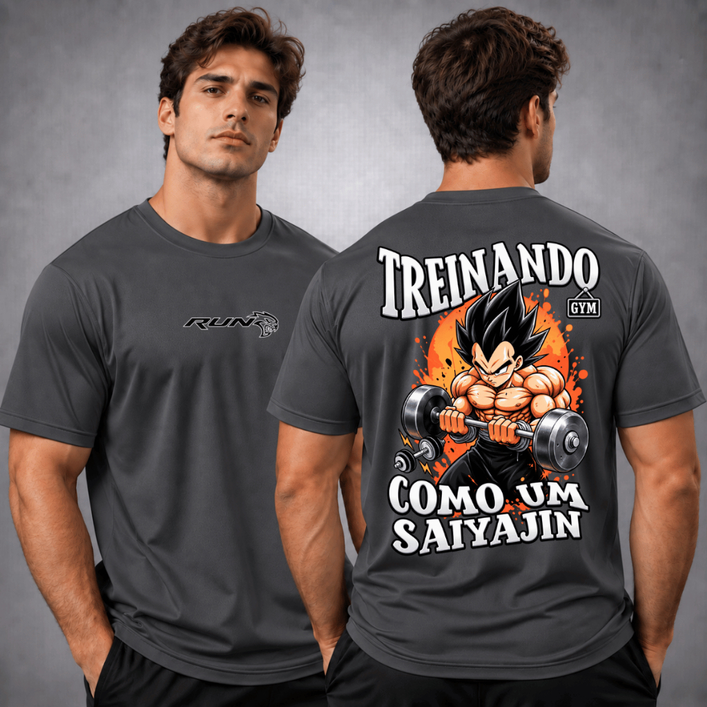 Camiseta Dry Fit Masculina Saiyajin Vegeta Academia Treino Musculação Maromba Anime