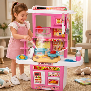Cozinha infantil Com Luzes E som - Rosa