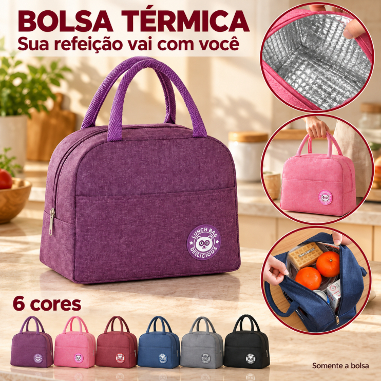Bolsa Térmica Lancheira Portátil Marmita Grande Capacidade Alça Mão Para Estudante Trabalho Refeição Diária