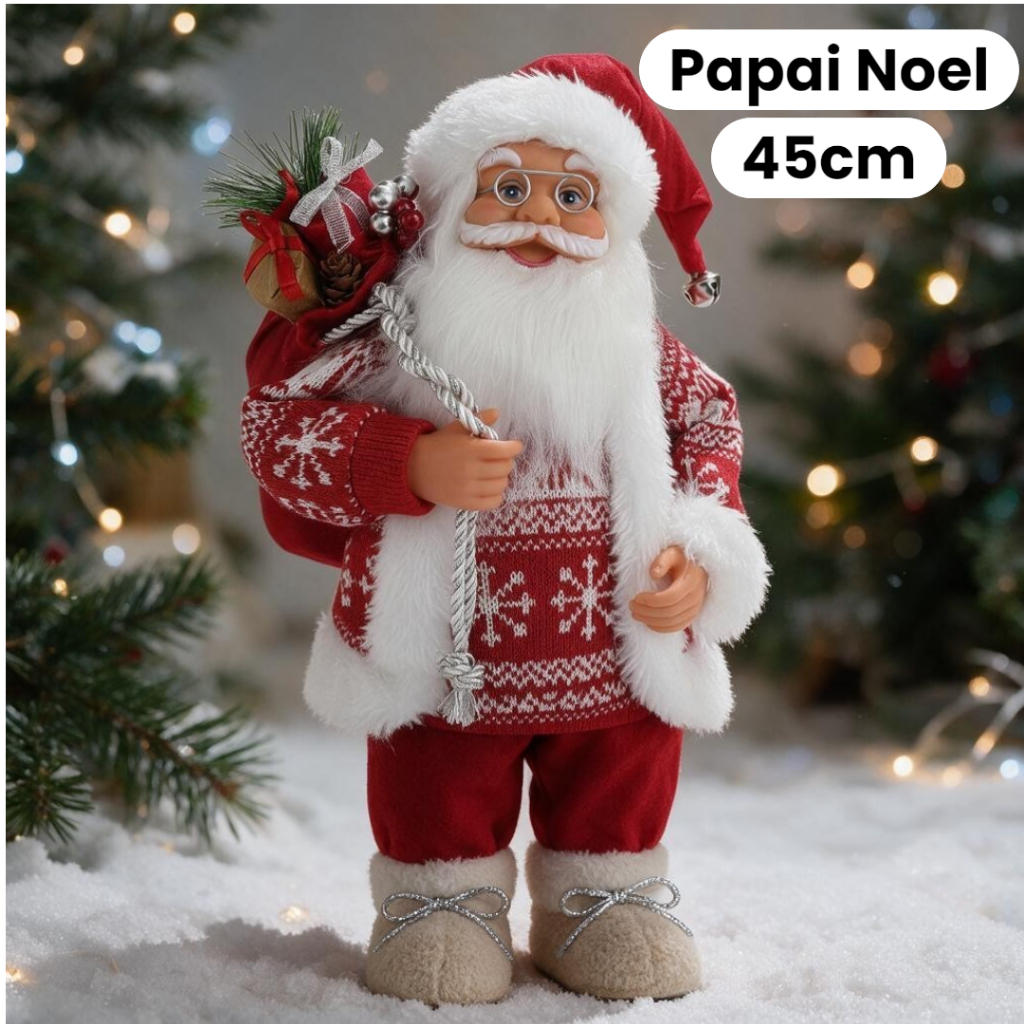 Papai Noel decoração de natal 45 cm enfeite natalino Roupinha Vermelha/Dourada