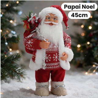 Papai Noel decoração de natal 45 cm enfeite natalino Roupinha Vermelha/Dourada