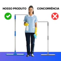 Rodo de Silicone Para Limpeza Geral 2 em 1 - 1,45m Vassoura e Limpador de Vidros para Uso Duplo Seco e Molhado