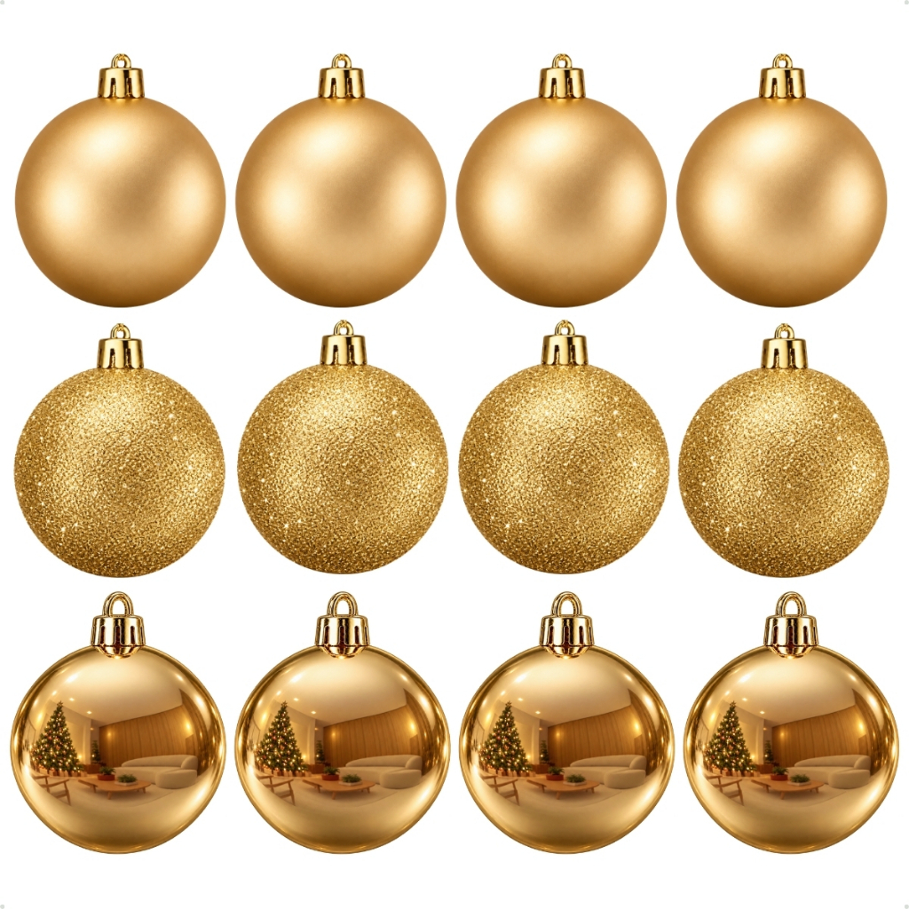 Kit 12 Bolinhas De Natal Enfeite Natalino Pendente Varias Cores 5cm
