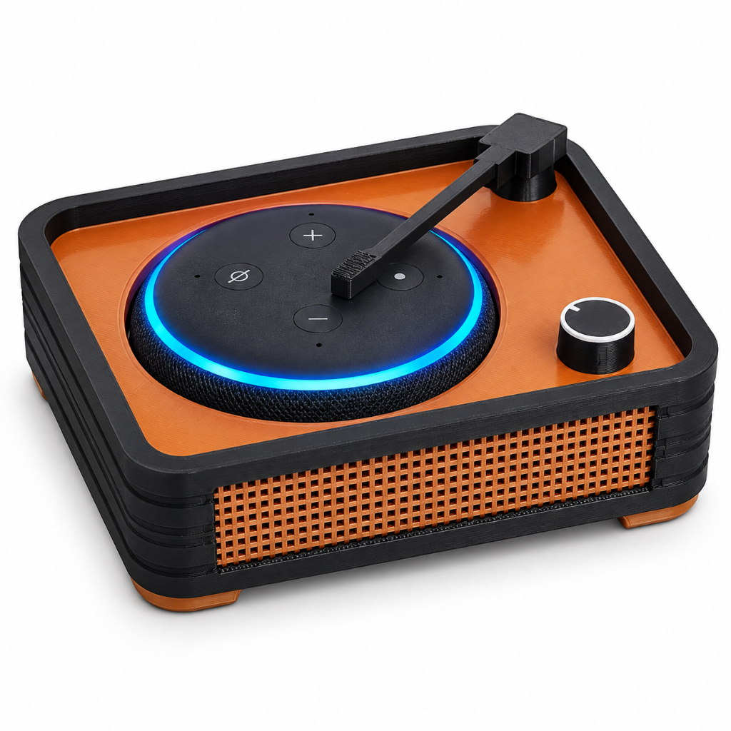 Suporte Alexa Echo Dot 3 Toca Discos Retrô - Presente, decoração criativa, música, som, stand