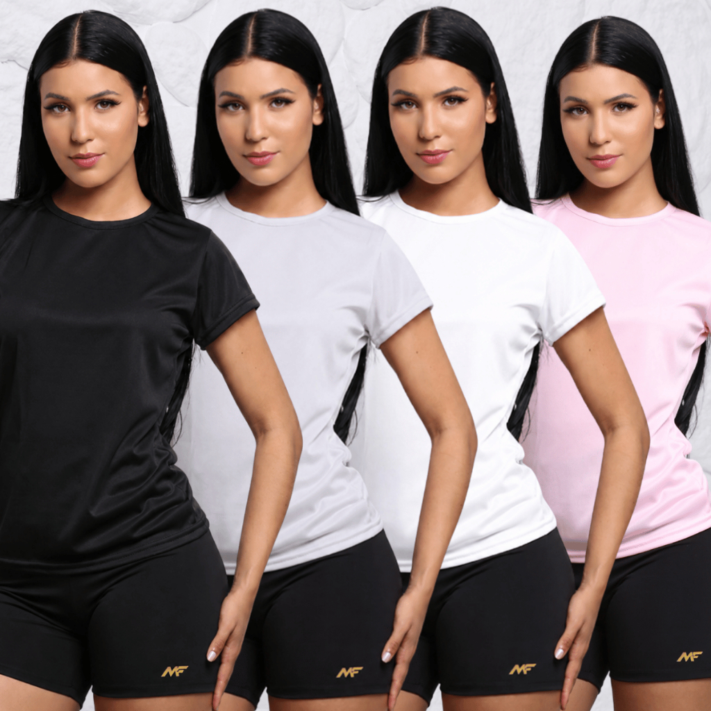 Kit 4 Camisetas Feminina Dry Fit Academia Treino Corrida Esportes Caminhada Poliéster