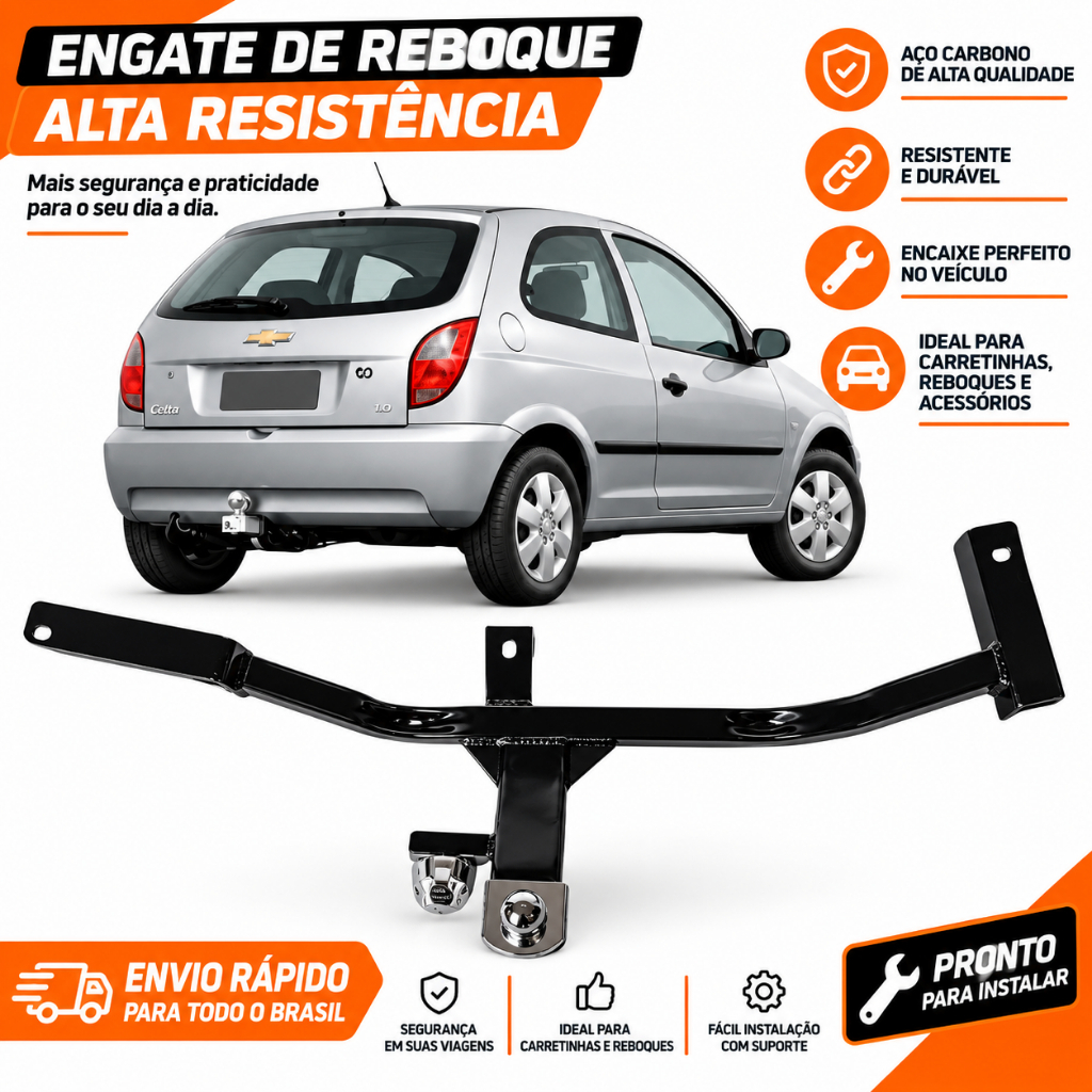 Engate Reboque Fixo Gm Celta 2006 2007 2008 2009 2010 500 Kg Rabicho Resistente