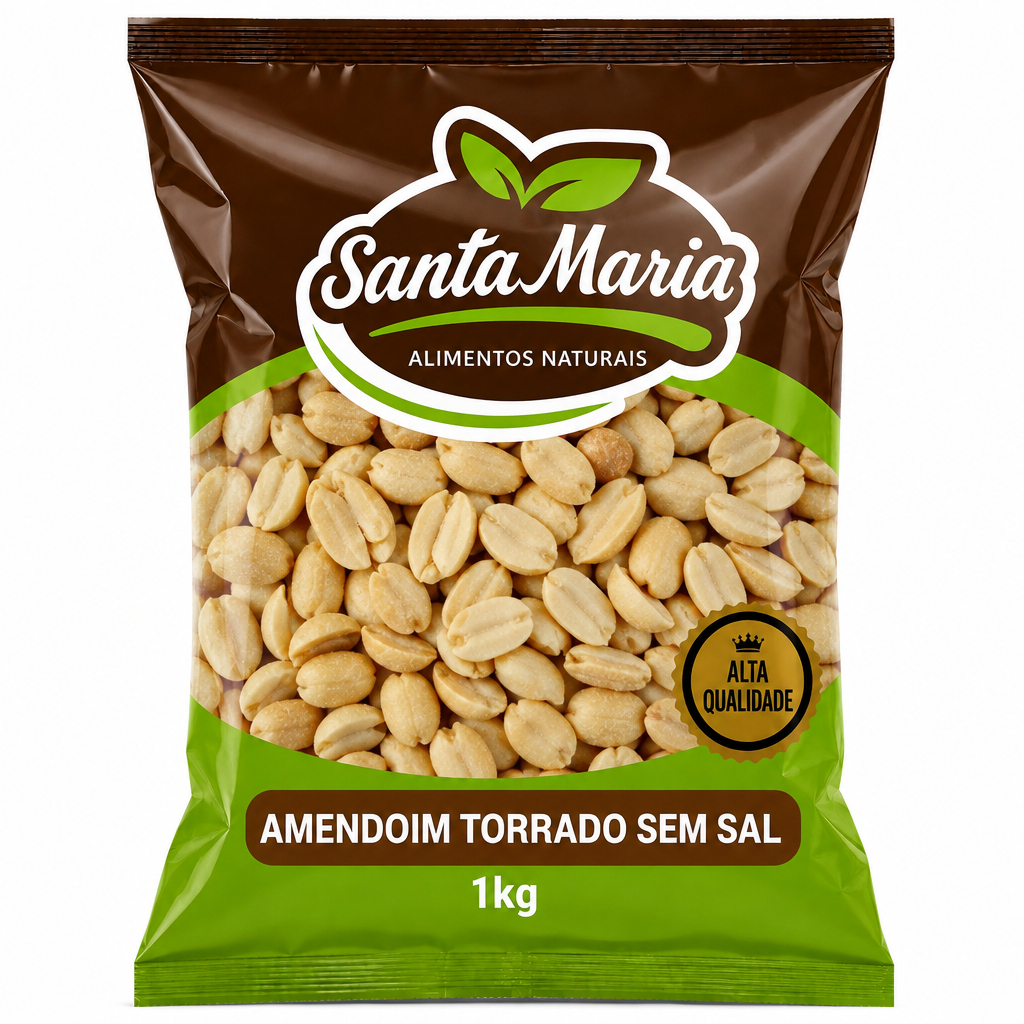Amendoim torrado sem sal 1 kg - SEM ÓLEO ADICIONADO, RICO EM PROTEÍNAS, PACOTE 1 KG