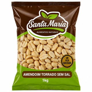 Amendoim torrado sem sal 1 kg - SEM ÓLEO ADICIONADO, RICO EM PROTEÍNAS, PACOTE 1 KG