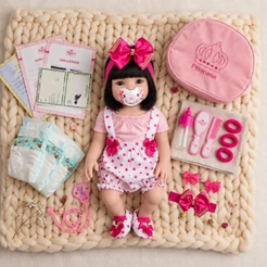 Kit Boneca Bebê 48cm Vinil Siliconado Bolsa Fraldas Mamadeira Chupeta E Acessórios Presente