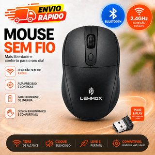 Mouse Sem fio 2.4G/BT Wireless Com Bateria Recarregável Tipo-C Silencioso Bluetooth Home Office