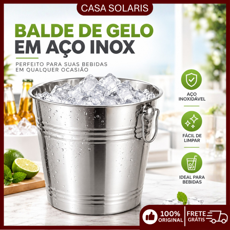 Balde de Gelo Inox 1 Litros para Resfriar Cerveja, Uísque e Champanhe em Festas