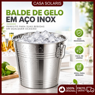 Balde de Gelo Inox 1 Litros para Resfriar Cerveja, Uísque e Champanhe em Festas