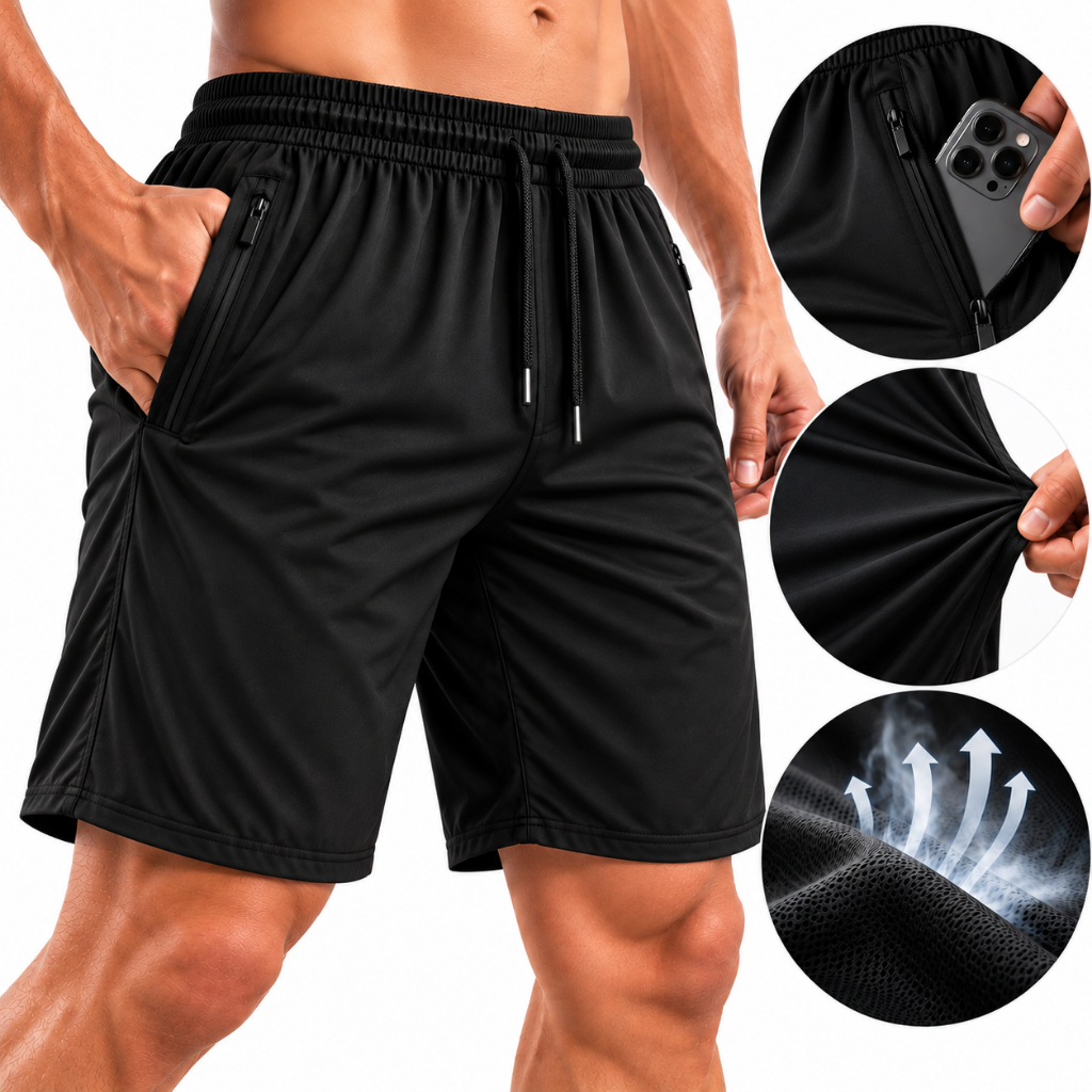 Bermuda Short Masculino Praia Bolso Zíper Elastano Poliamida Seda Gelada