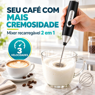 Batedor Misturador Mixer Elétrico para Bebidas Leite Café Clara de Ovo 2 em 1 Mixer Misturador Mini Portátil Multiuso