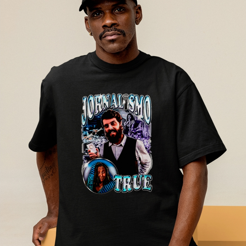 Camiseta Unissex Oversized Jornalismo Streetwear Estampada Estilo Urbano Confortável E Versátil Para Quem Ama Moda